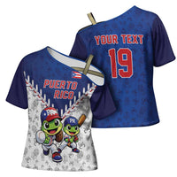 Puerto Rico Baseball Custom Cross Shoulder Shirt Boricua Coquí Baseball Mascot