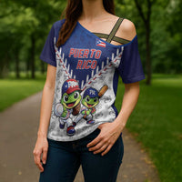 Puerto Rico Baseball Custom Cross Shoulder Shirt Boricua Coquí Baseball Mascot