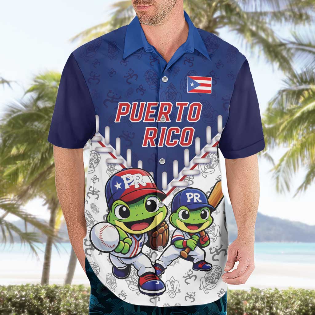 Puerto Rico Baseball Custom Hawaiian Shirt Boricua Coquí Baseball Mascot