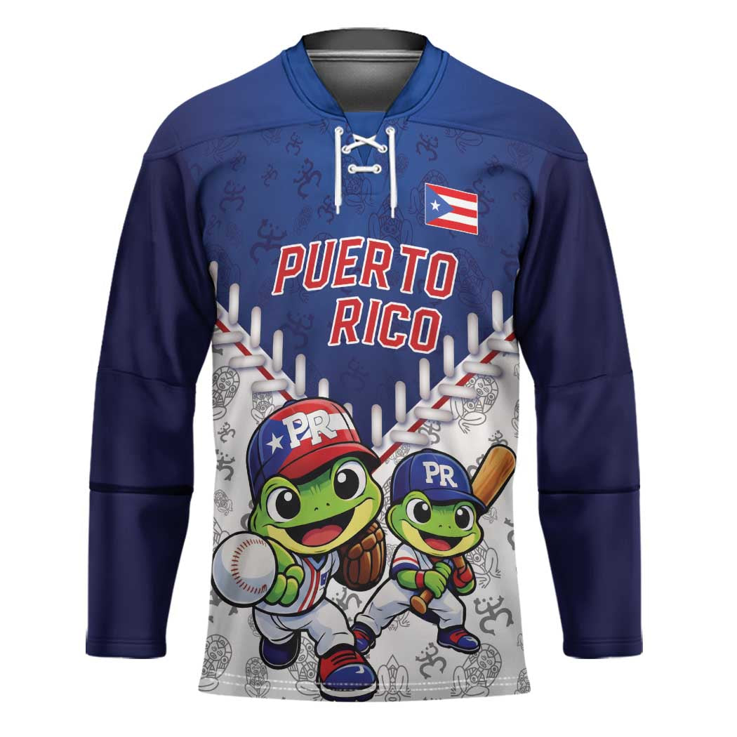 Puerto Rico Baseball Custom Hockey Jersey Boricua Coquí Baseball Mascot