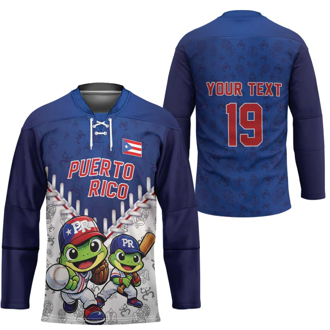 Puerto Rico Baseball Custom Hockey Jersey Boricua Coquí Baseball Mascot