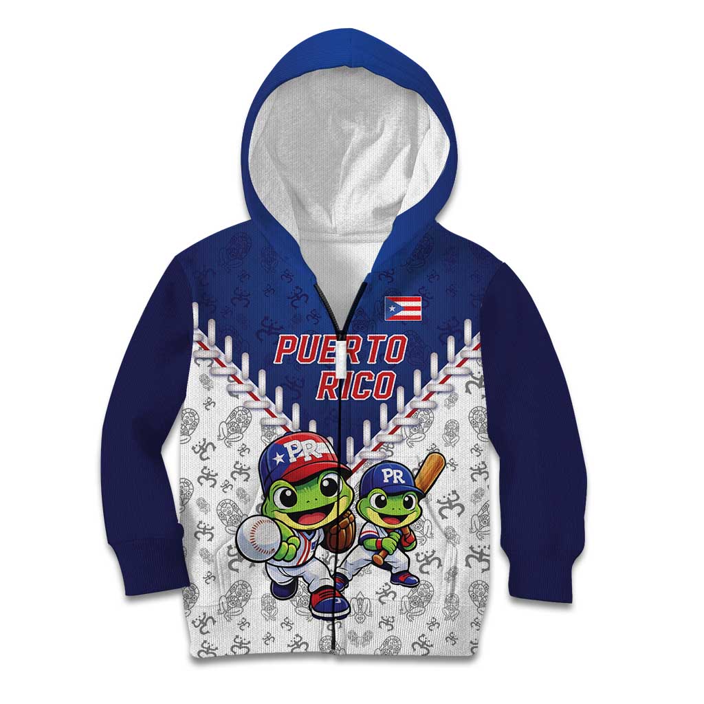 Puerto Rico Baseball Custom Kid Hoodie Boricua Coquí Baseball Mascot
