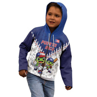 Puerto Rico Baseball Custom Kid Hoodie Boricua Coquí Baseball Mascot