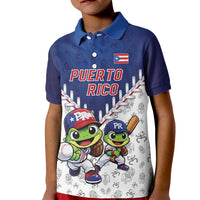 Puerto Rico Baseball Custom Kid Polo Shirt Boricua Coquí Baseball Mascot