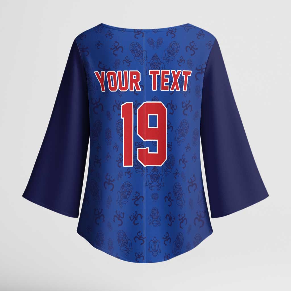 Puerto Rico Baseball Custom Kimono Sleeve Blouse Boricua Coquí Baseball Mascot