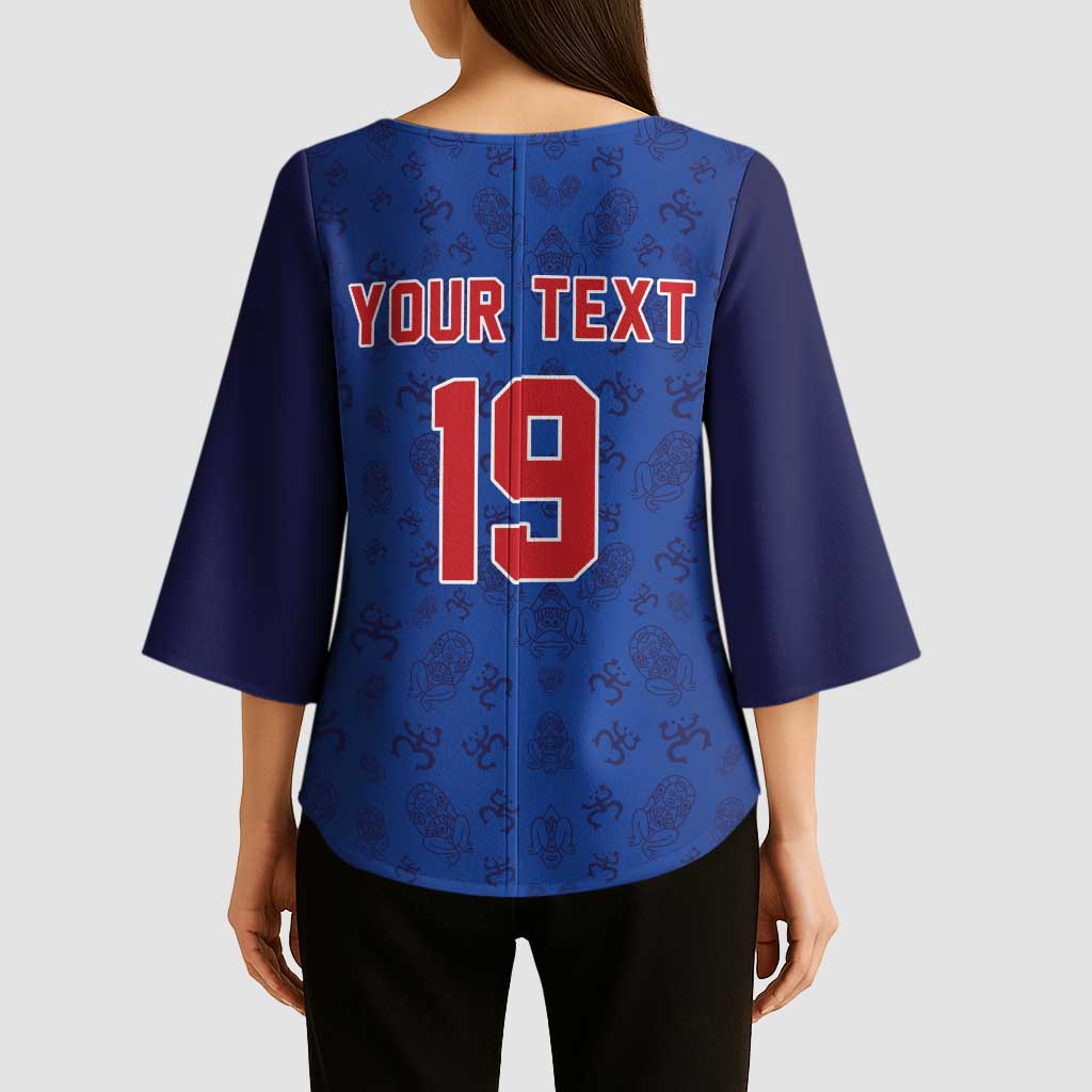 Puerto Rico Baseball Custom Kimono Sleeve Blouse Boricua Coquí Baseball Mascot
