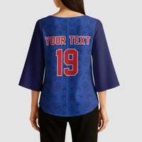Puerto Rico Baseball Custom Kimono Sleeve Blouse Boricua Coquí Baseball Mascot