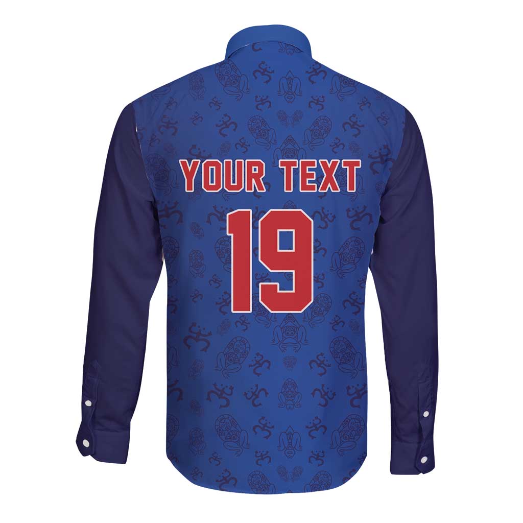 Puerto Rico Baseball Custom Long Sleeve Button Shirt Boricua Coquí Baseball Mascot