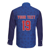 Puerto Rico Baseball Custom Long Sleeve Button Shirt Boricua Coquí Baseball Mascot