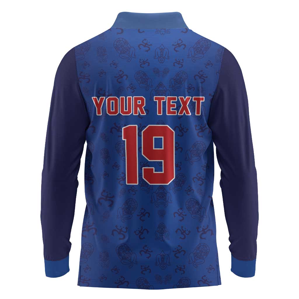 Puerto Rico Baseball Custom Long Sleeve Polo Shirt Boricua Coquí Baseball Mascot