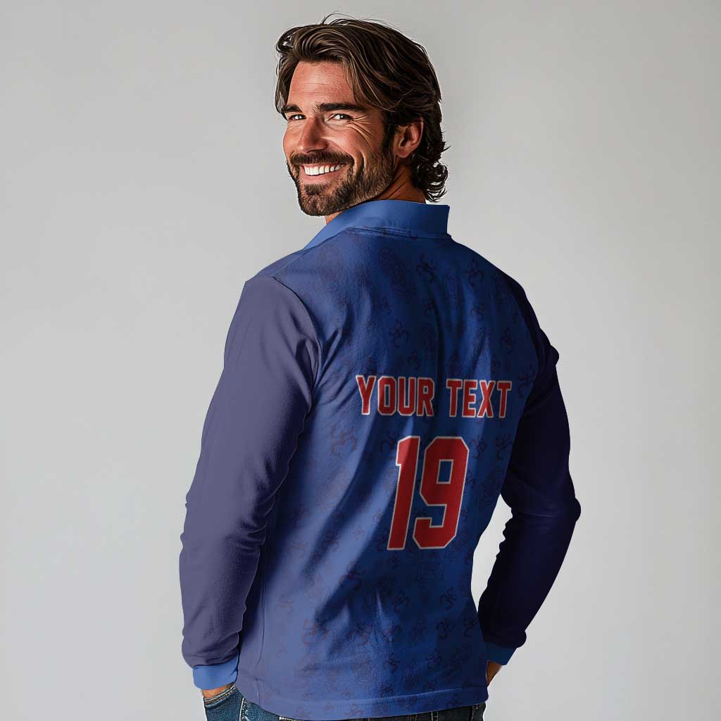 Puerto Rico Baseball Custom Long Sleeve Polo Shirt Boricua Coquí Baseball Mascot