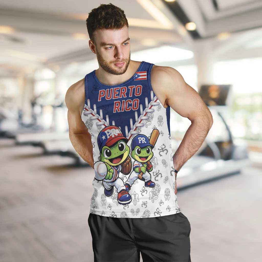 Puerto Rico Baseball Custom Men Tank Top Boricua Coquí Baseball Mascot