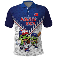 Puerto Rico Baseball Custom Polo Shirt Boricua Coquí Baseball Mascot
