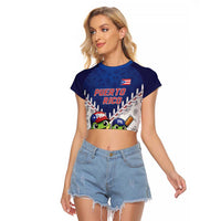 Puerto Rico Baseball Custom Raglan Cropped T Shirt Boricua Coquí Baseball Mascot