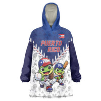 Puerto Rico Baseball Custom Wearable Blanket Hoodie Boricua Coquí Baseball Mascot