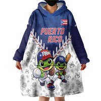 Puerto Rico Baseball Custom Wearable Blanket Hoodie Boricua Coquí Baseball Mascot