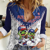 Puerto Rico Baseball Custom Women Casual Shirt Boricua Coquí Baseball Mascot