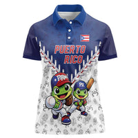 Puerto Rico Baseball Custom Women Polo Shirt Boricua Coquí Baseball Mascot