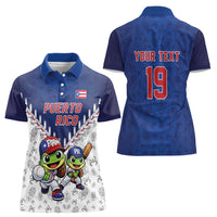 Puerto Rico Baseball Custom Women Polo Shirt Boricua Coquí Baseball Mascot
