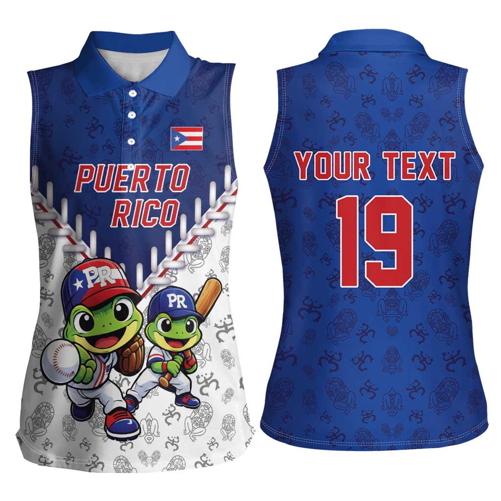 Puerto Rico Baseball Custom Women Sleeveless Polo Shirt Boricua Coquí Baseball Mascot