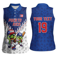 Puerto Rico Baseball Custom Women Sleeveless Polo Shirt Boricua Coquí Baseball Mascot