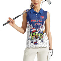 Puerto Rico Baseball Custom Women Sleeveless Polo Shirt Boricua Coquí Baseball Mascot