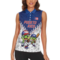 Puerto Rico Baseball Custom Women Sleeveless Polo Shirt Boricua Coquí Baseball Mascot