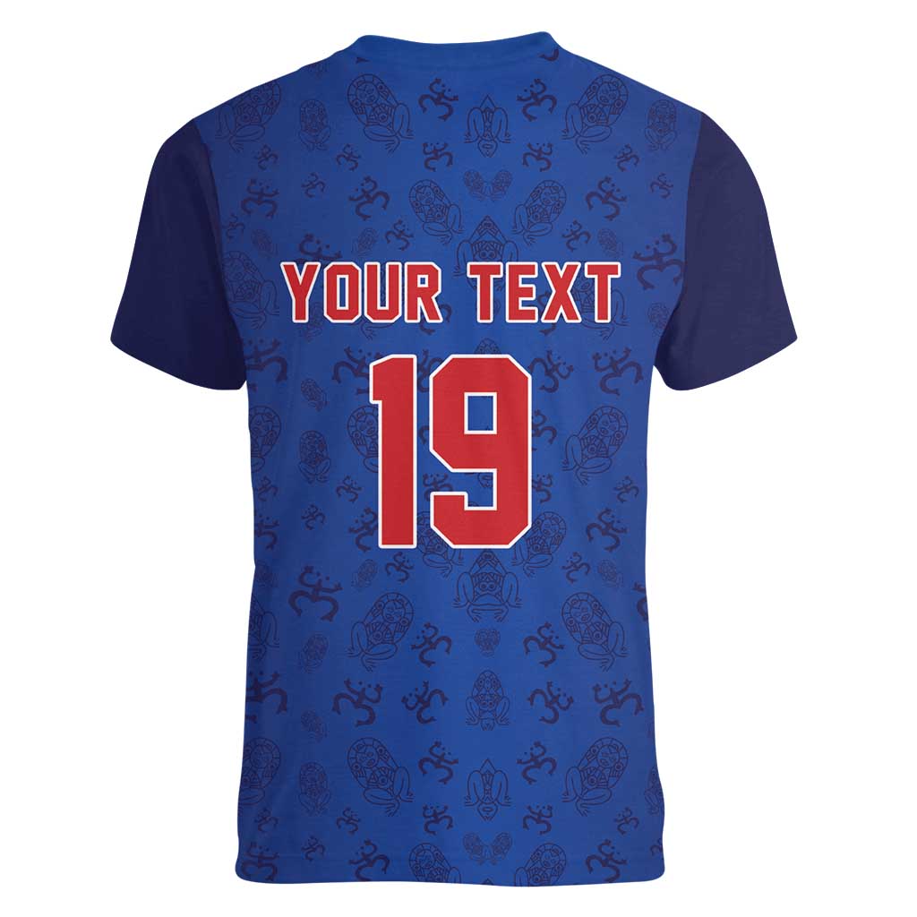 Puerto Rico Baseball Custom Women V-Neck T-Shirt Boricua Coquí Baseball Mascot