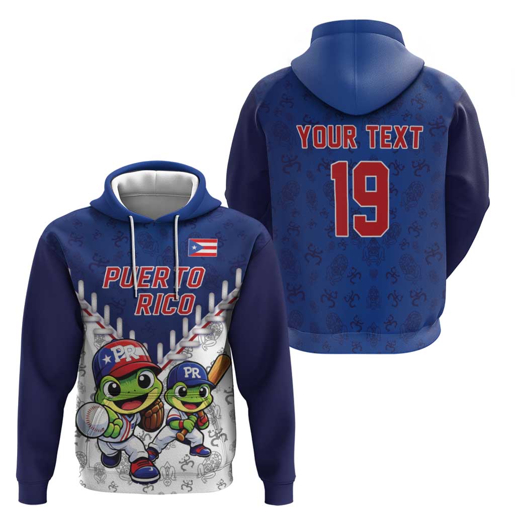 Puerto Rico Baseball Custom Zip Hoodie Boricua Coquí Baseball Mascot