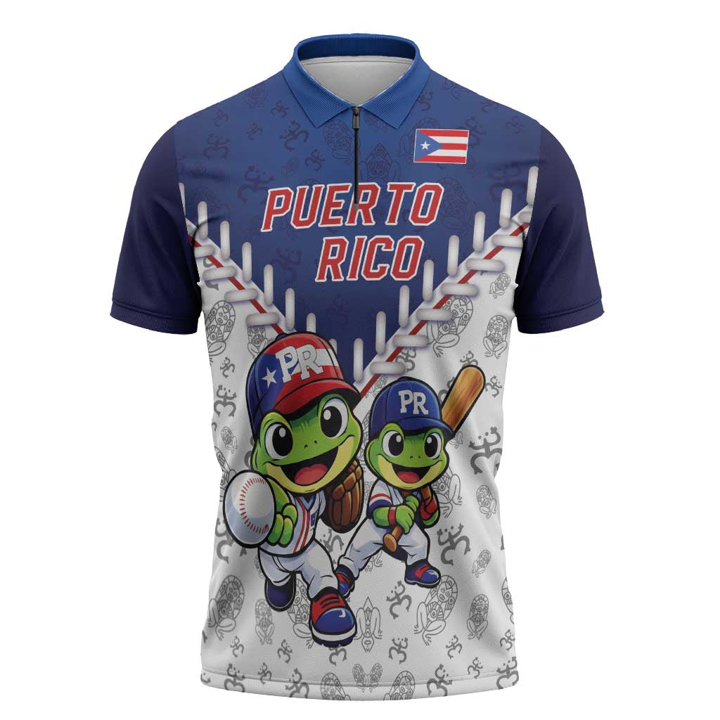 Puerto Rico Baseball Custom Zipper Polo Shirt Boricua Coquí Baseball Mascot
