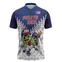 Puerto Rico Baseball Custom Zipper Polo Shirt Boricua Coquí Baseball Mascot