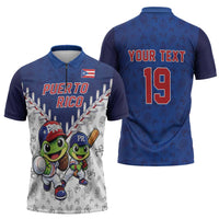 Puerto Rico Baseball Custom Zipper Polo Shirt Boricua Coquí Baseball Mascot
