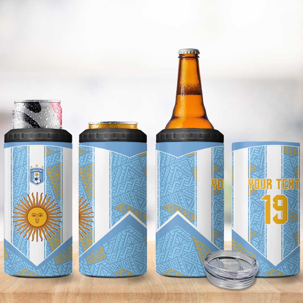 Custom World Football 2026 Argentina 4 in 1 Can Cooler Tumbler La Albiceleste Pride Sun of May