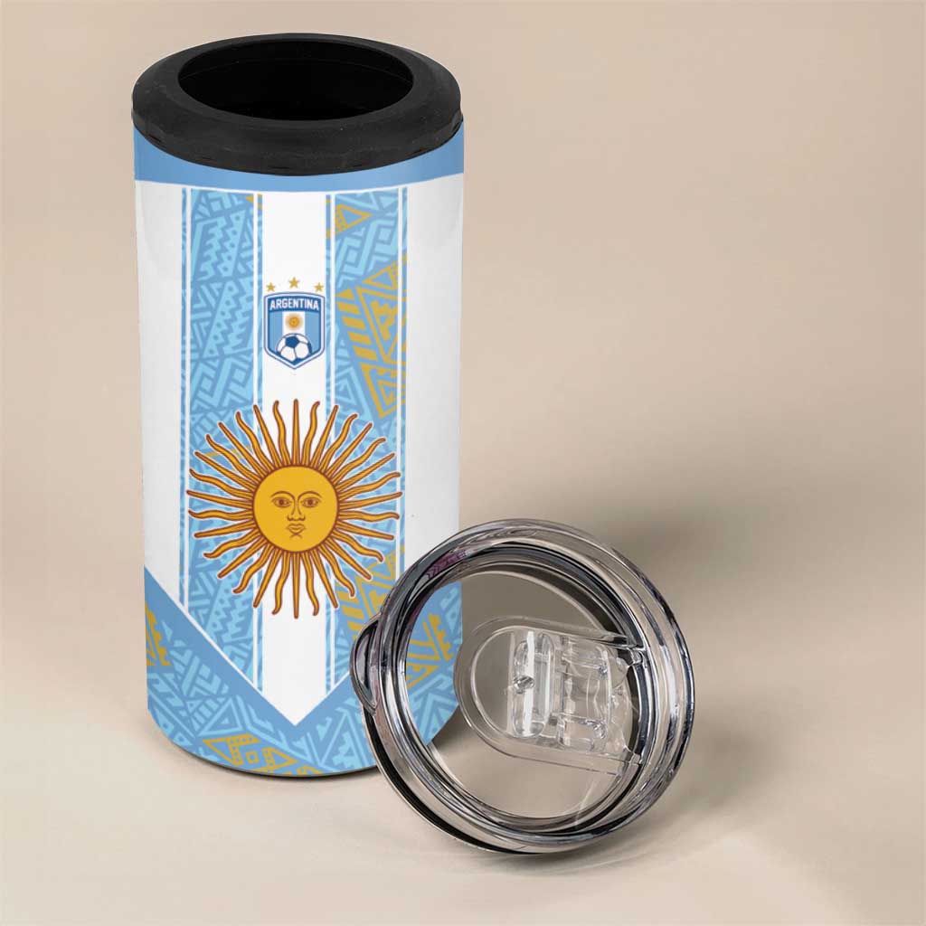 Custom World Football 2026 Argentina 4 in 1 Can Cooler Tumbler La Albiceleste Pride Sun of May