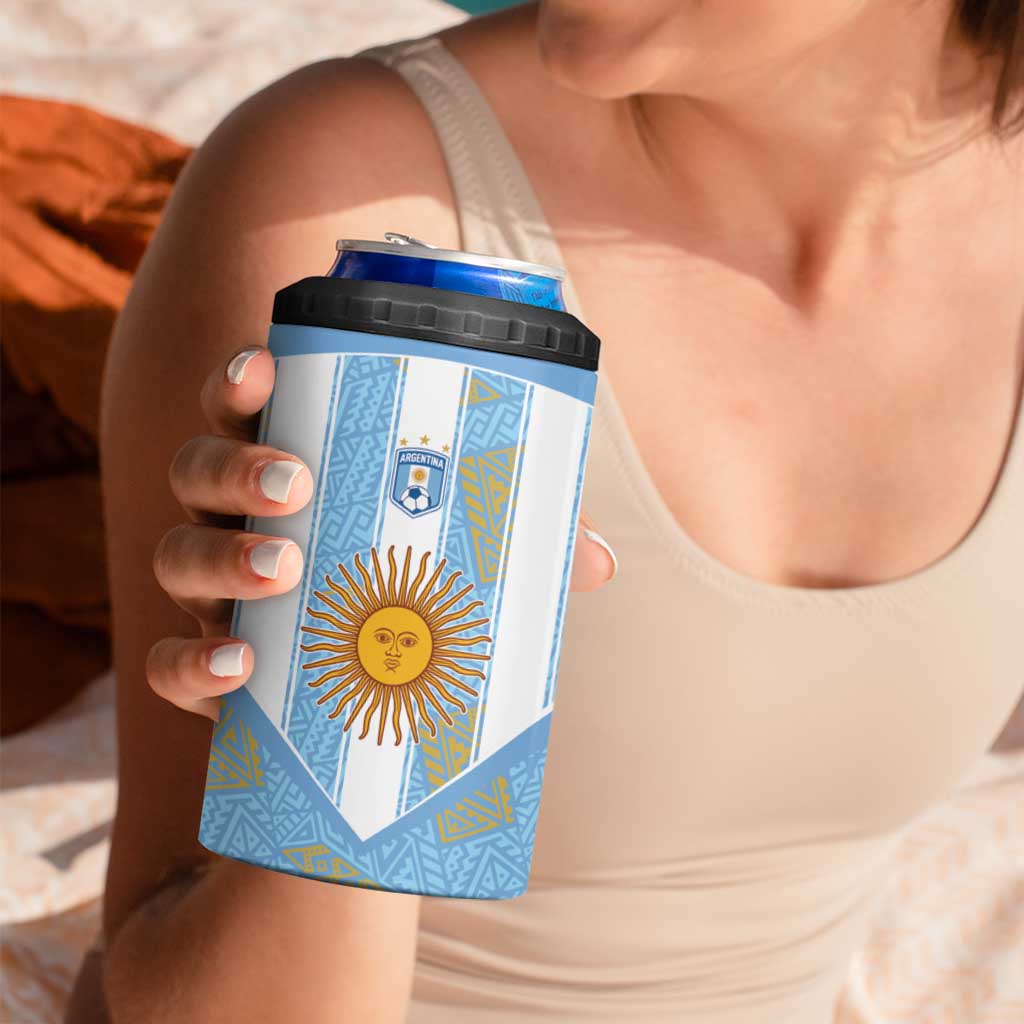 Custom World Football 2026 Argentina 4 in 1 Can Cooler Tumbler La Albiceleste Pride Sun of May
