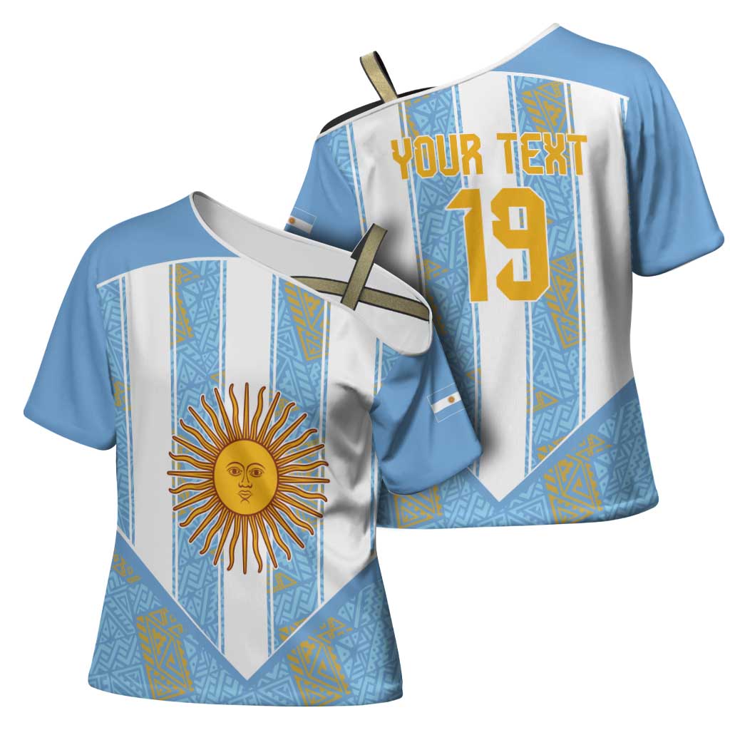 Custom World Football 2026 Argentina Cross Shoulder Shirt La Albiceleste Pride Sun of May