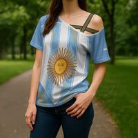 Custom World Football 2026 Argentina Cross Shoulder Shirt La Albiceleste Pride Sun of May
