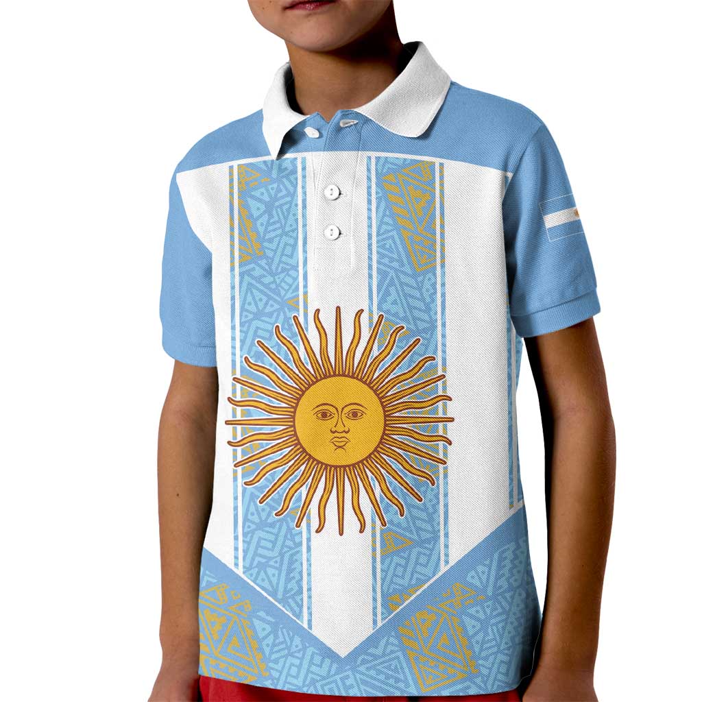 Custom World Football 2026 Argentina Kid Polo Shirt La Albiceleste Pride Sun of May