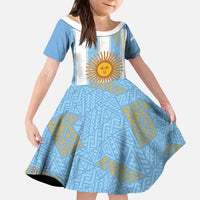 Custom World Football 2026 Argentina Kid Short Sleeve Dress La Albiceleste Pride Sun of May