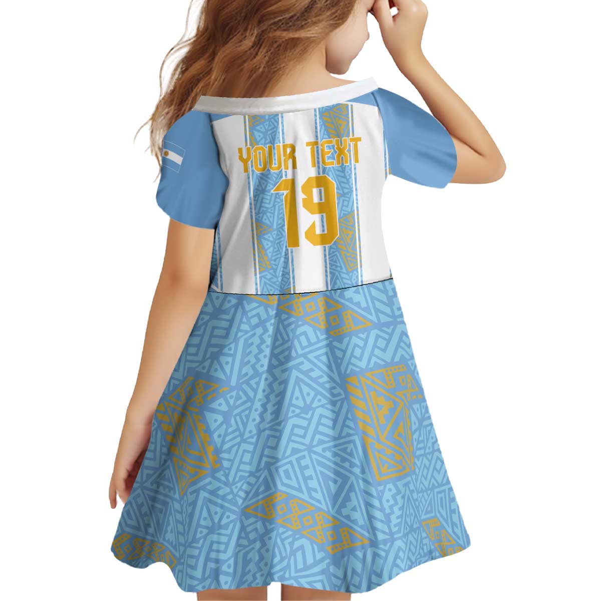 Custom World Football 2026 Argentina Kid Short Sleeve Dress La Albiceleste Pride Sun of May