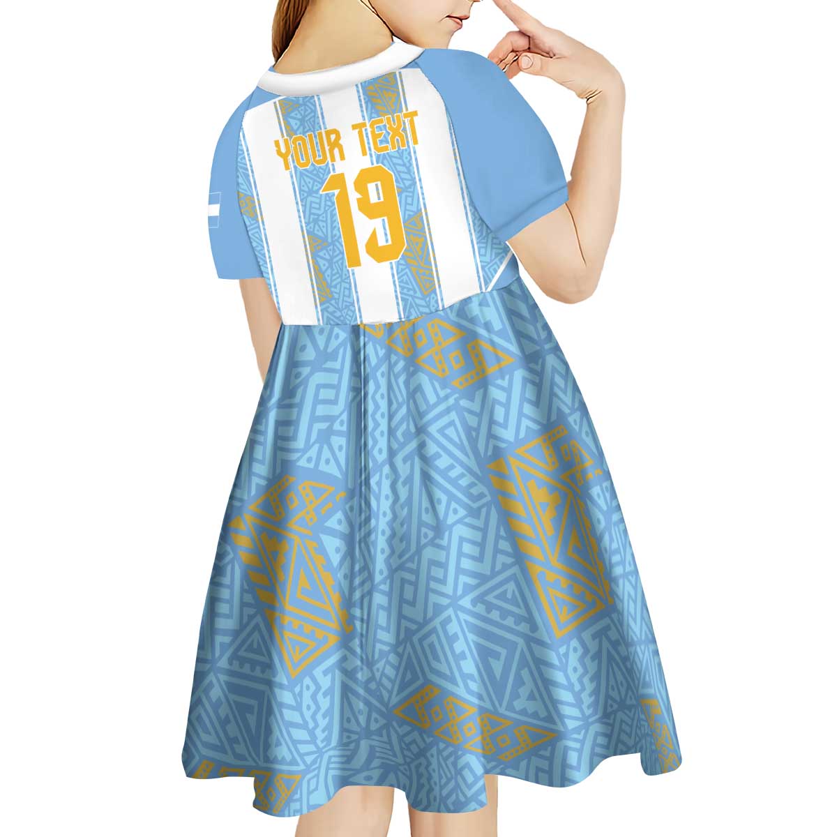 Custom World Football 2026 Argentina Kid Short Sleeve Dress La Albiceleste Pride Sun of May
