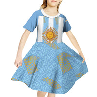 Custom World Football 2026 Argentina Kid Short Sleeve Dress La Albiceleste Pride Sun of May