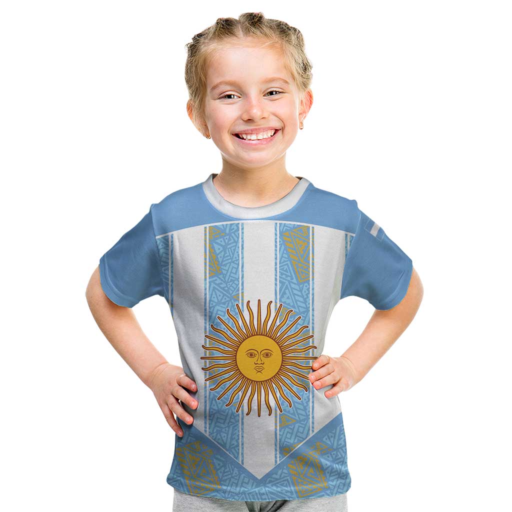 Custom World Football 2026 Argentina Kid T Shirt La Albiceleste Pride Sun of May