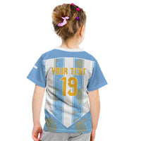 Custom World Football 2026 Argentina Kid T Shirt La Albiceleste Pride Sun of May