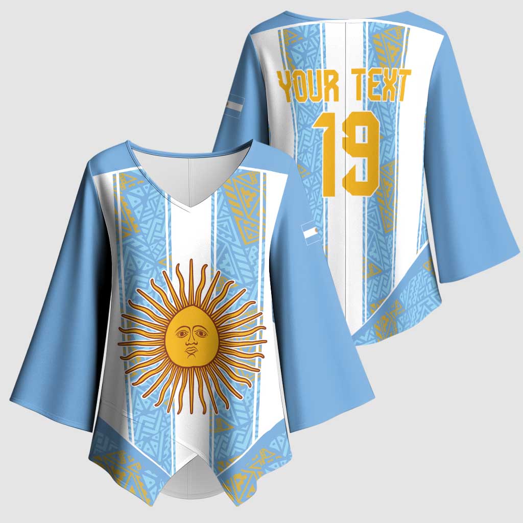 Custom World Football 2026 Argentina Kimono Sleeve Blouse La Albiceleste Pride Sun of May