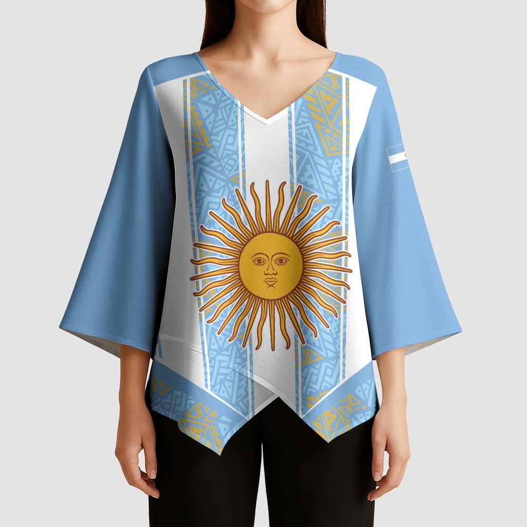 Custom World Football 2026 Argentina Kimono Sleeve Blouse La Albiceleste Pride Sun of May
