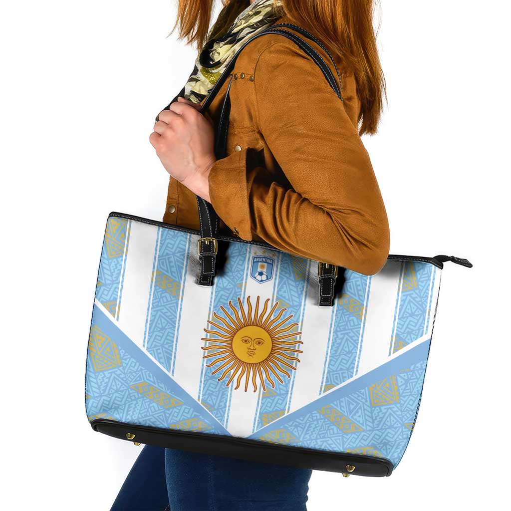 World Football 2026 Argentina Leather Tote Bag La Albiceleste Pride Sun of May
