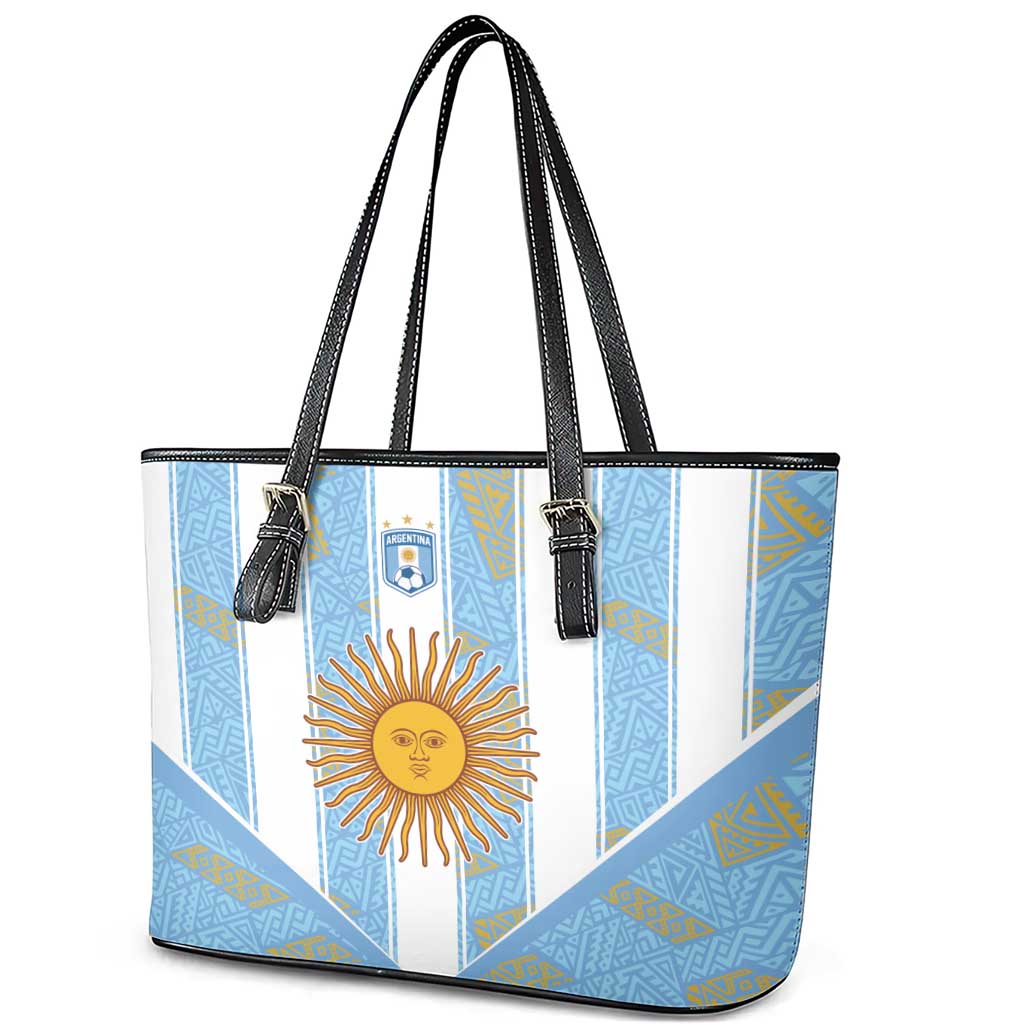 World Football 2026 Argentina Leather Tote Bag La Albiceleste Pride Sun of May