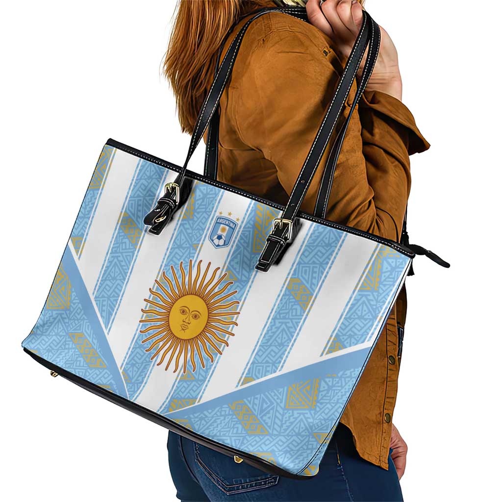 World Football 2026 Argentina Leather Tote Bag La Albiceleste Pride Sun of May