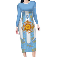 Custom World Football 2026 Argentina Long Sleeve Bodycon Dress La Albiceleste Pride Sun of May